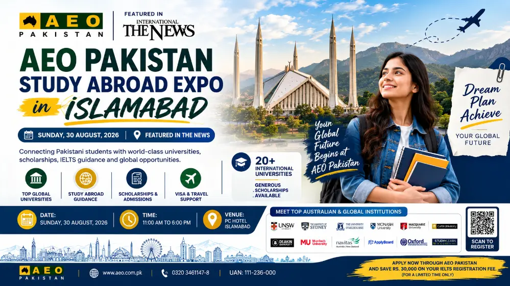 AEO Pakistan’s 50th Study Abroad Expo Islamabad Featured in The News